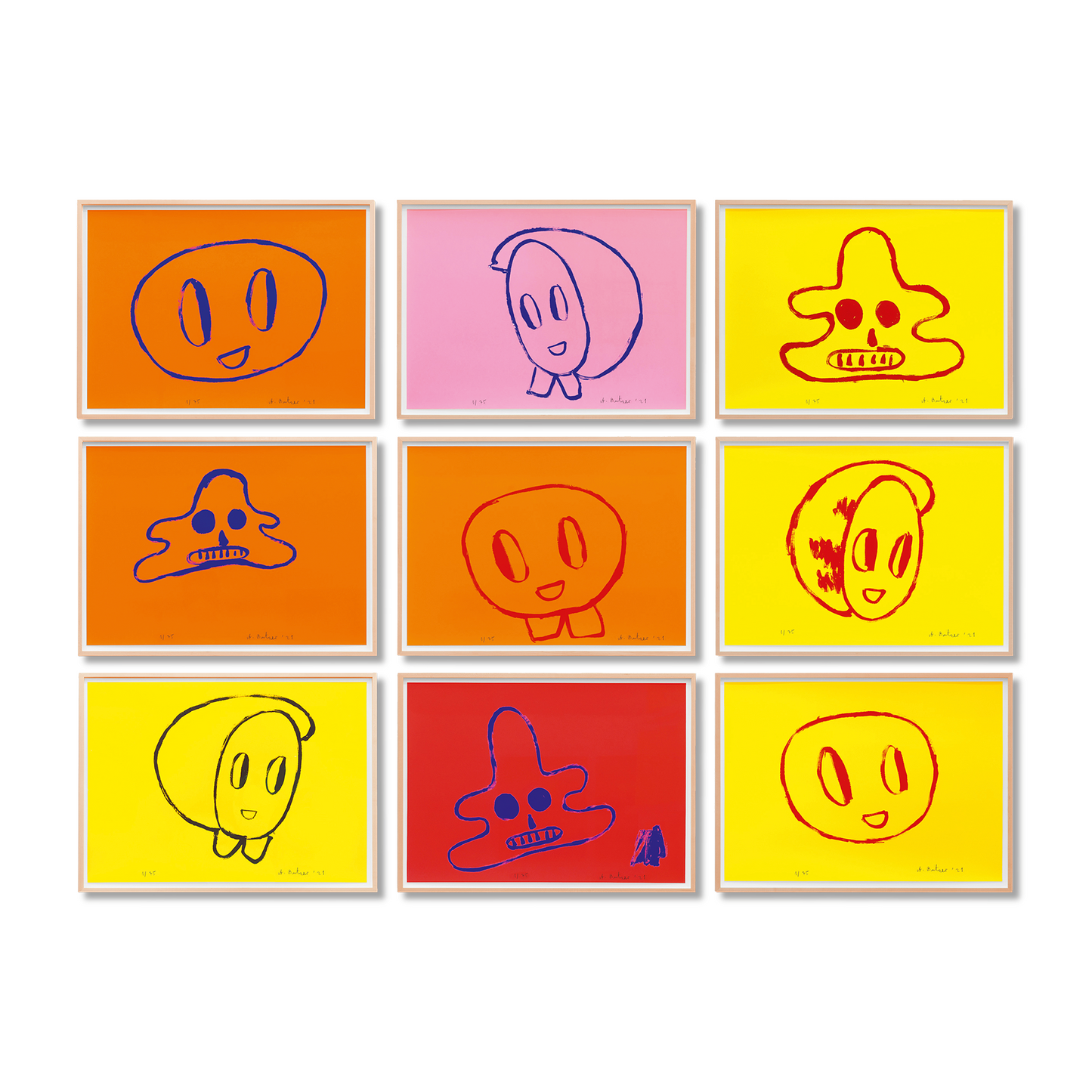 André Butzer. Set of 9 Screenprints ‘Untitled 1–9’, 2021