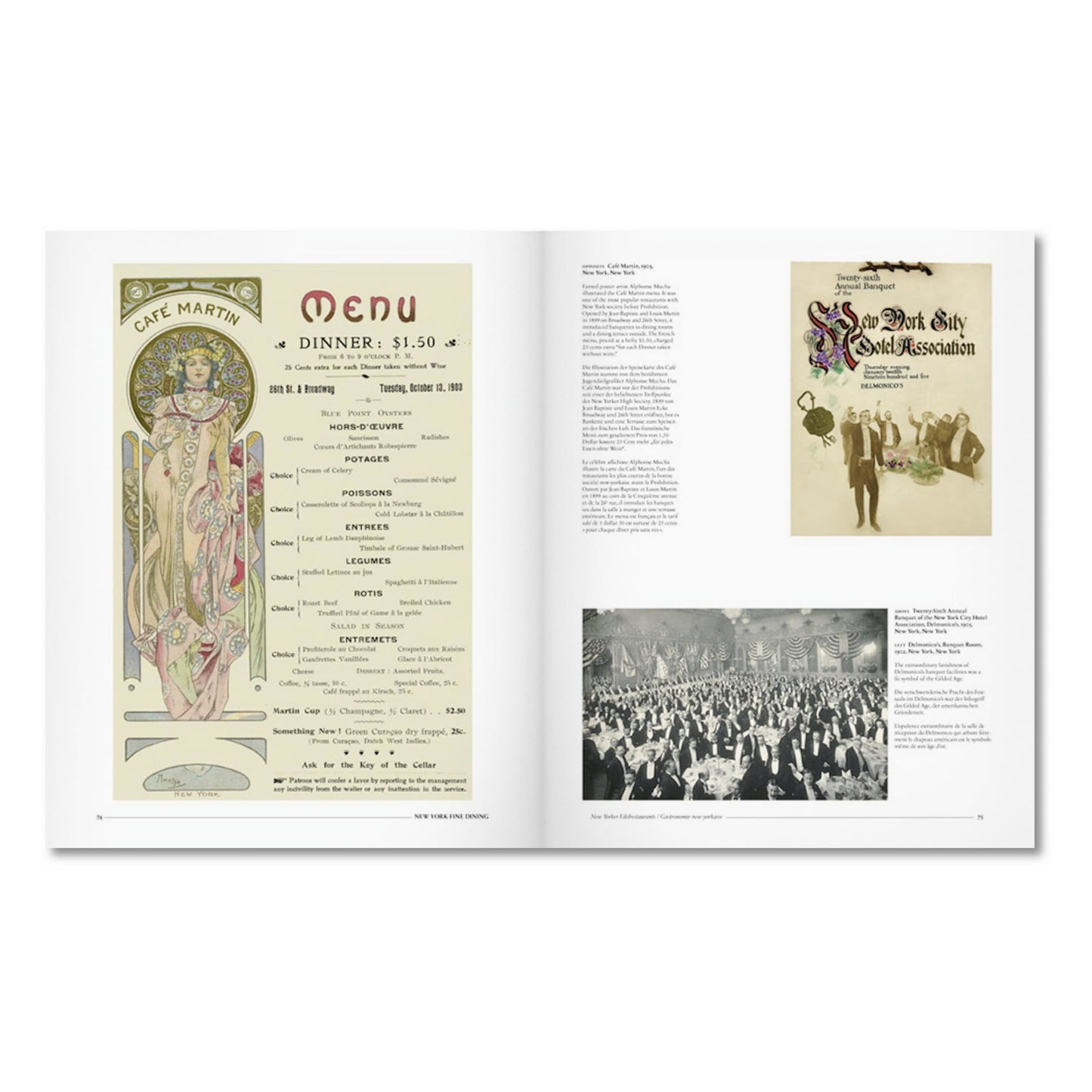 Menu Design in America (German, French, English)