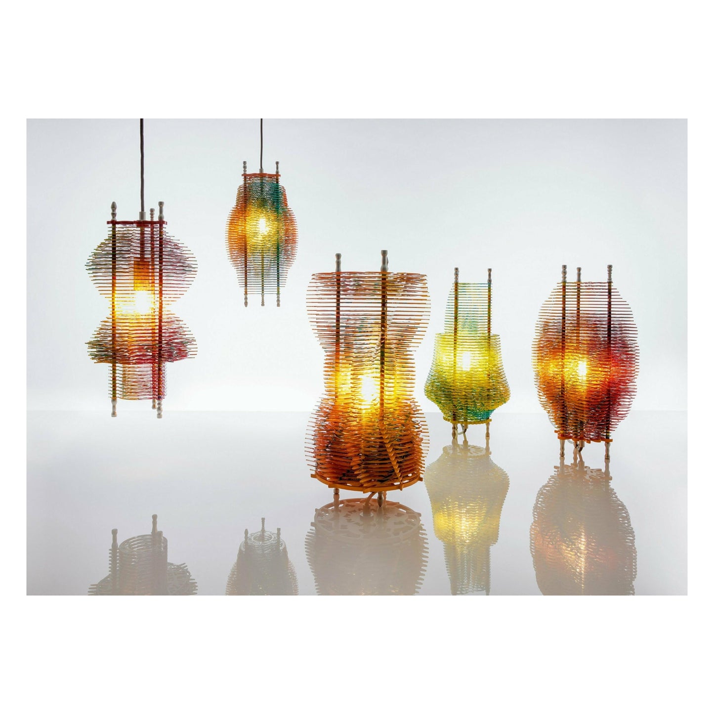 Jorge Pardo. ‘Brussels Lamps’. Full set of 5