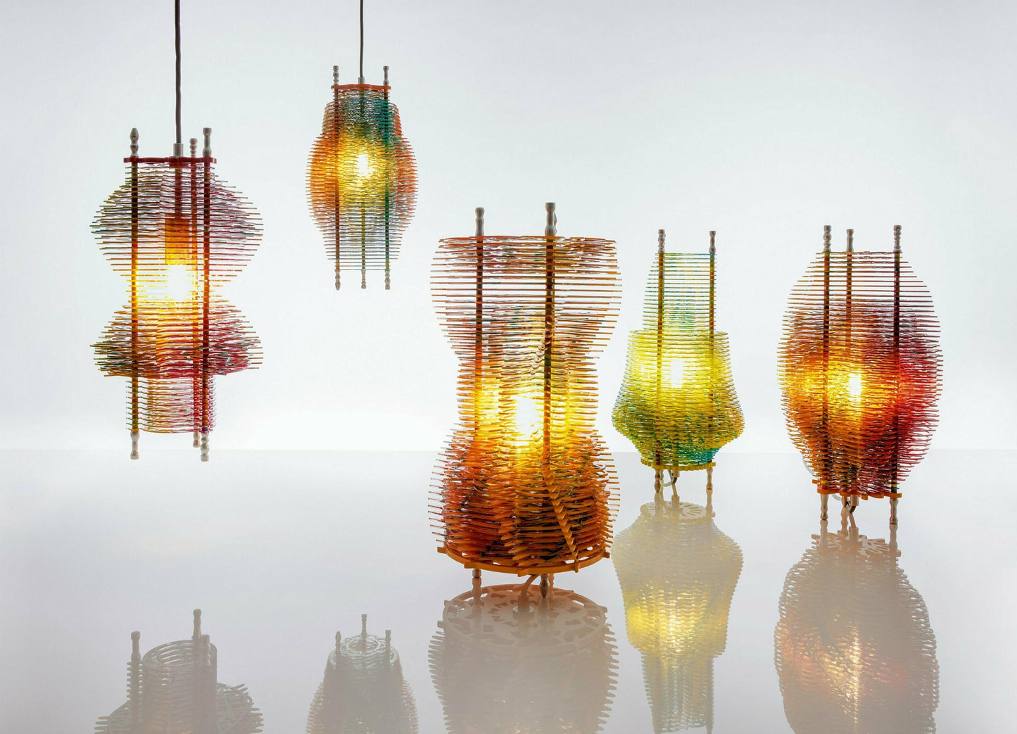 Jorge Pardo. ‘Brussels Lamps’. Full set of 5